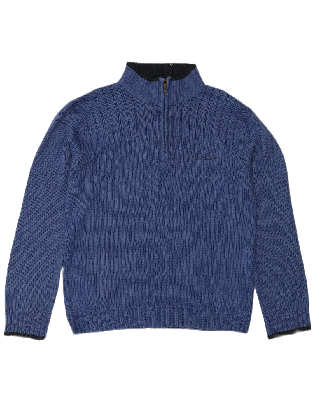 Pierre Cardin Maglione da uomo con zip e collo grande blu