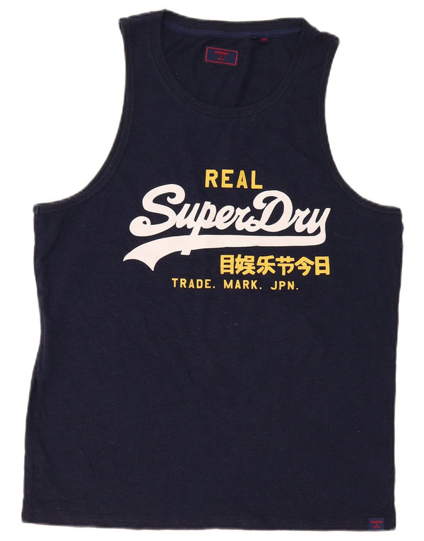 Canottiera grafica da uomo Superdry 2XL cotone blu navy
