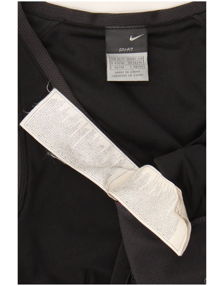 Canotta corta NIKE Dri Fit da donna UK 16/18 XL Poliestere color block nero