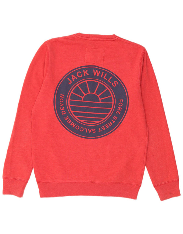 JACK WILLS Felpa grafica da uomo Maglione rosso medio in cotone