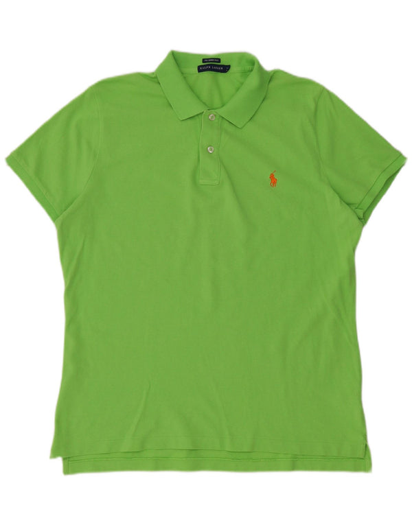 Polo skinny da donna RALPH LAUREN UK 18 XL cotone verde