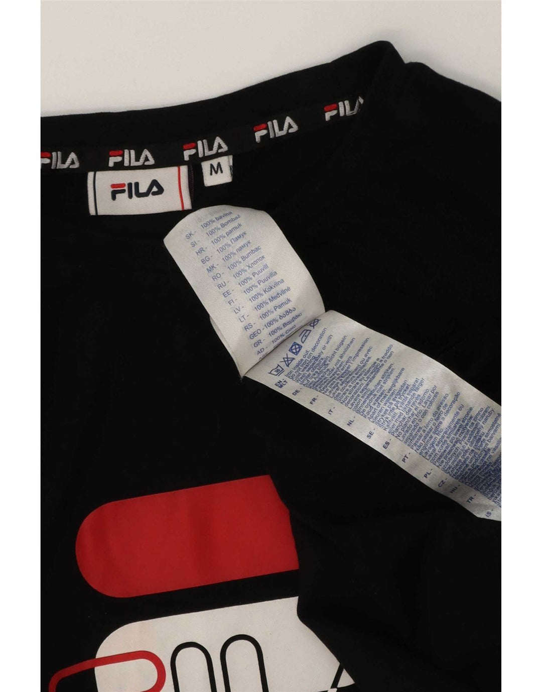 T-shirt grafica da uomo Fila Top in cotone nero medio