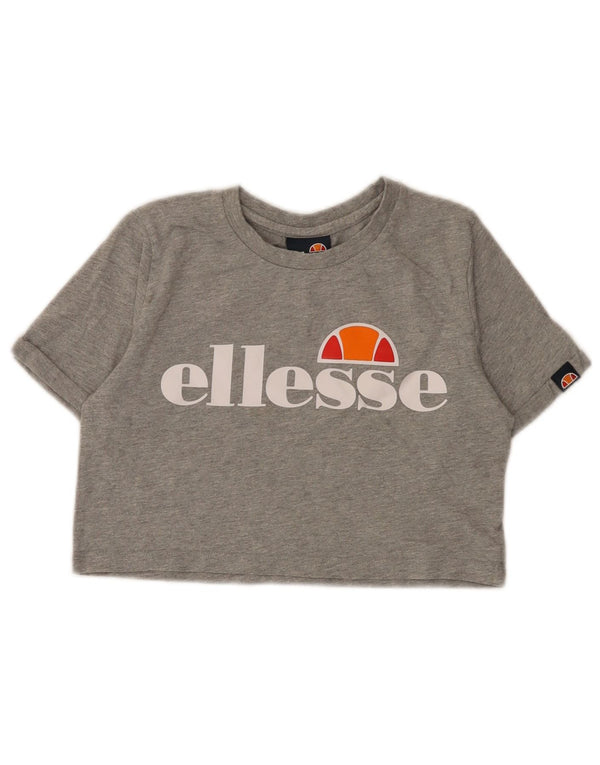 T-shirt corta con grafica per ragazze Ellesse, 8-9 anni, in cotone grigio