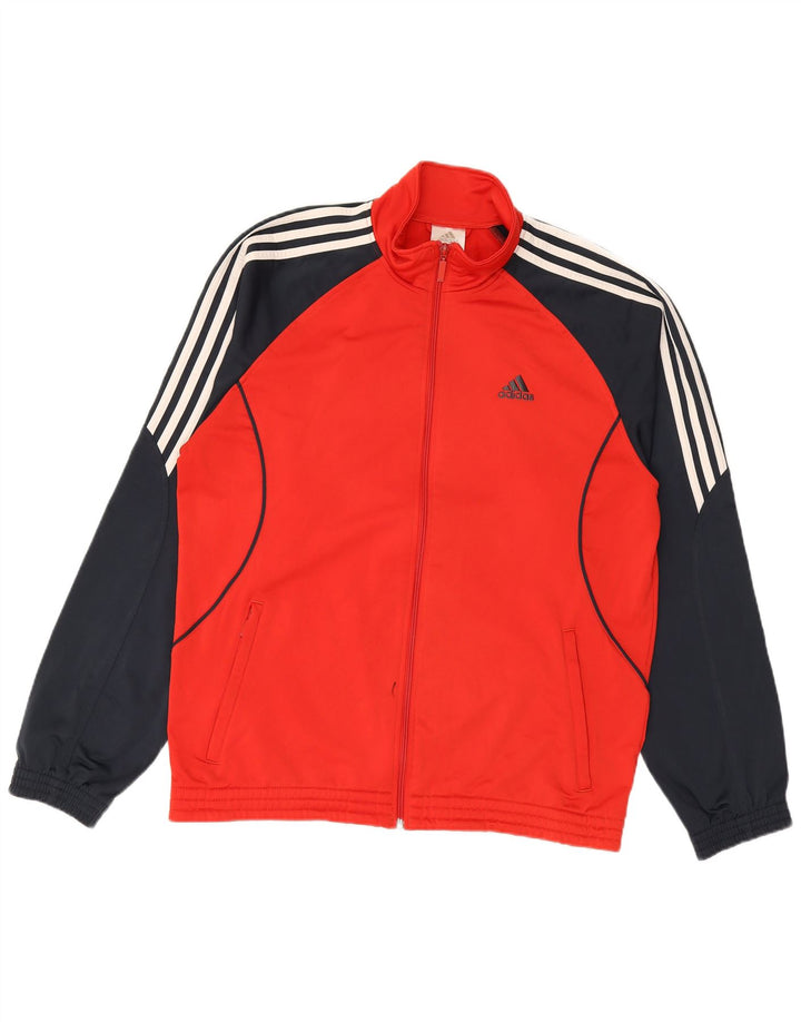 Giacca da tuta da uomo Adidas UK 42/44 Large Rosso Colourblock Poliestere