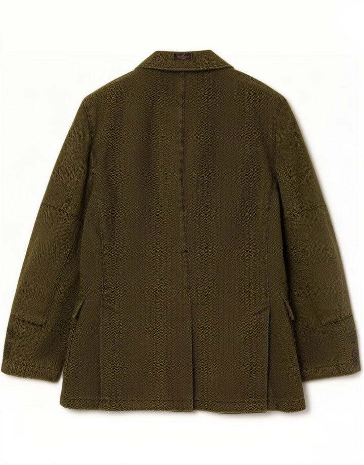 Etro Giacca blazer a 3 bottoni da uomo IT 48 Verde medio a spina di pesce