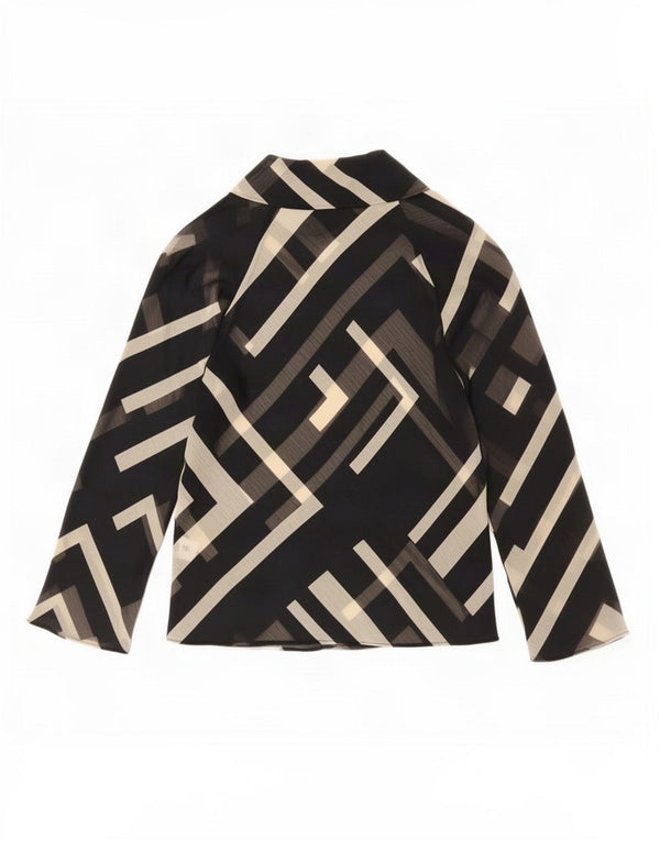 Top in camicetta da donna Zara UK 10 piccolo poliestere geometrico nero