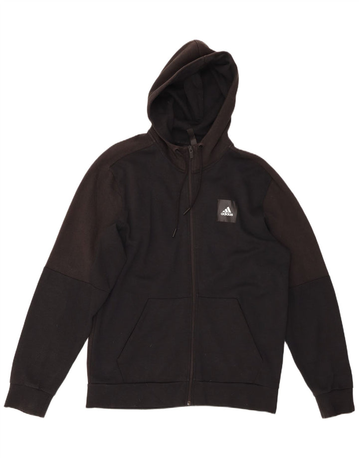 Maglione con cappuccio e zip da uomo ADIDAS grande in cotone nero