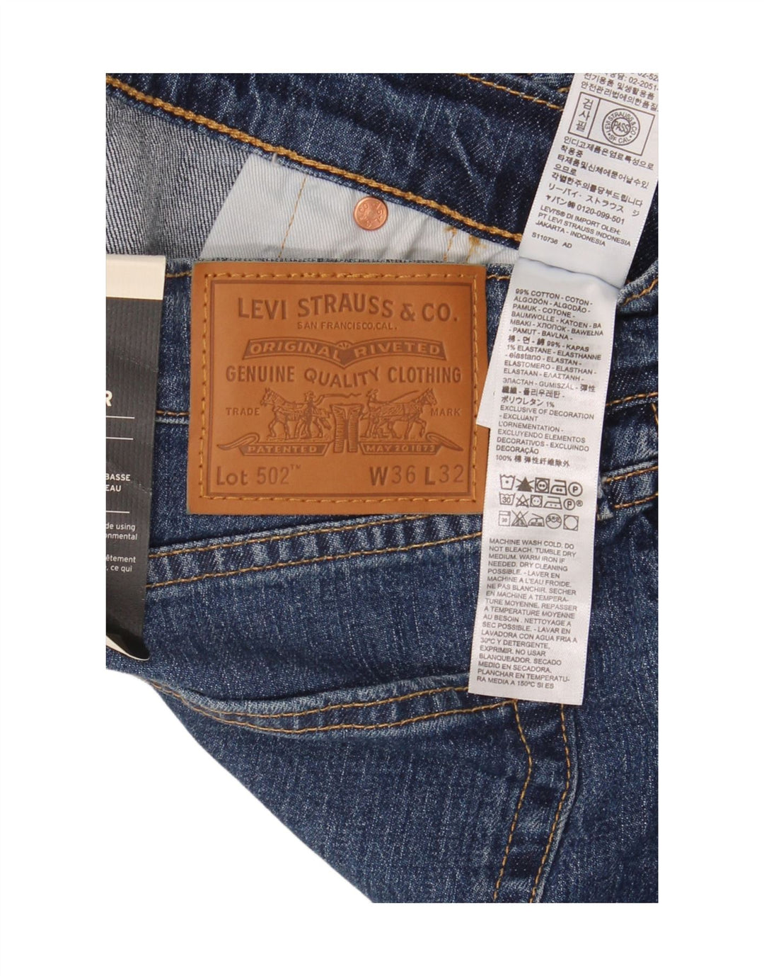 Levi's Uomo 502 Jeans affusolati W36 L32 Cotone blu
