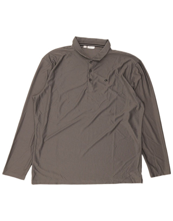 Polo da golf da uomo a maniche lunghe Regular Fit Calvin Klein 2XL Grigia