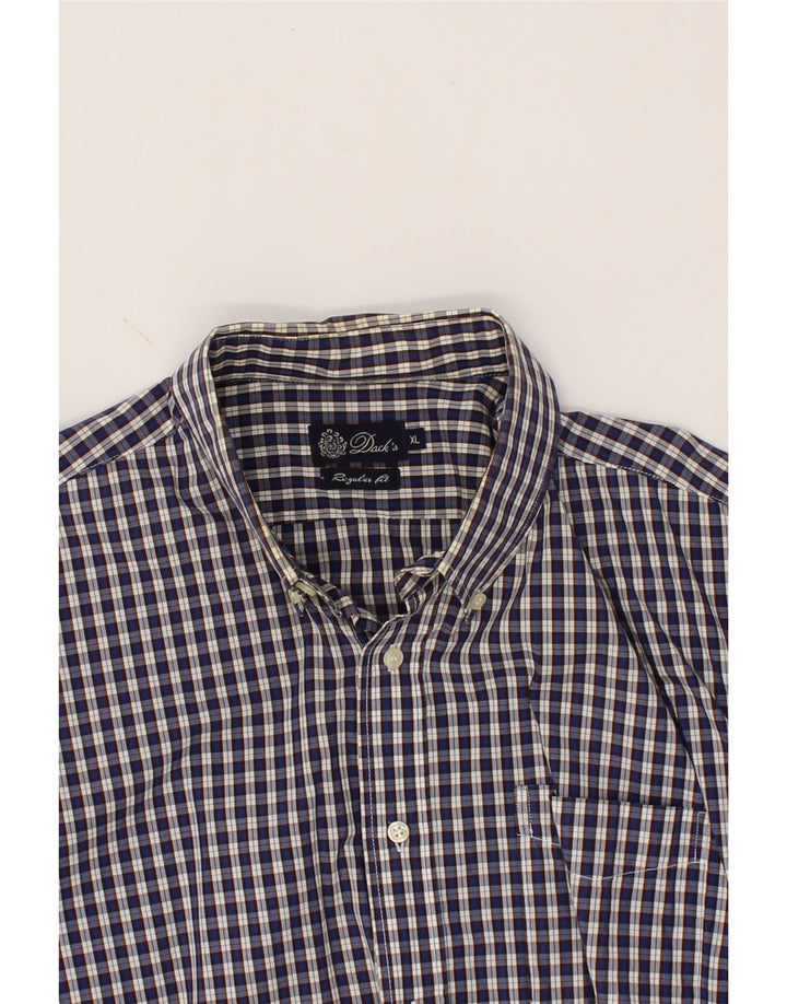 DACK'S Mens Regular Fit Shirt XL Navy Blue Check Vintage Dack's and Second-Hand Dack's from Messina Hembry 
