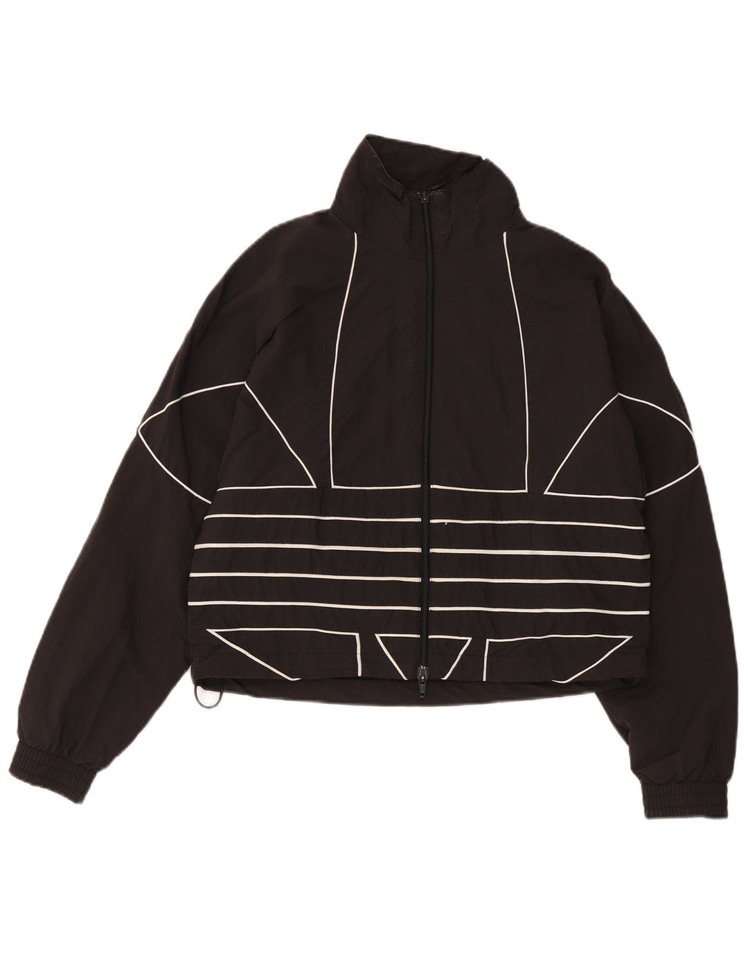 Giacca da ginnastica grafica da donna Adidas UK 8 Small nera in poliammide