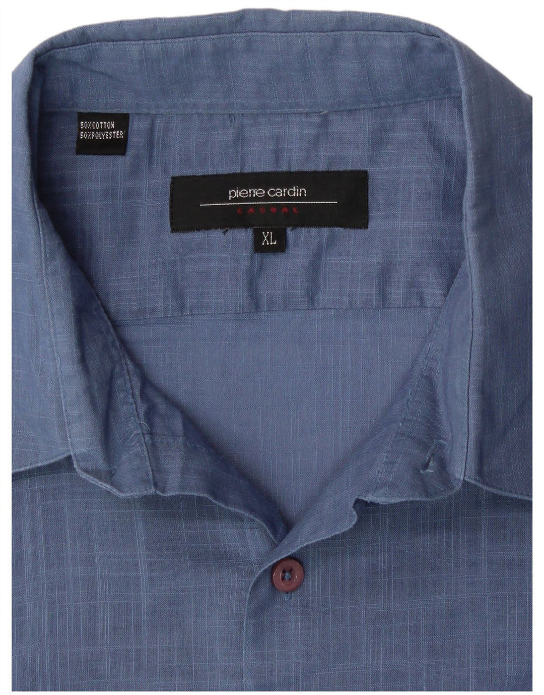 PIERRE CARDIN Mens Short Sleeve Shirt XL Blue Check Cotton