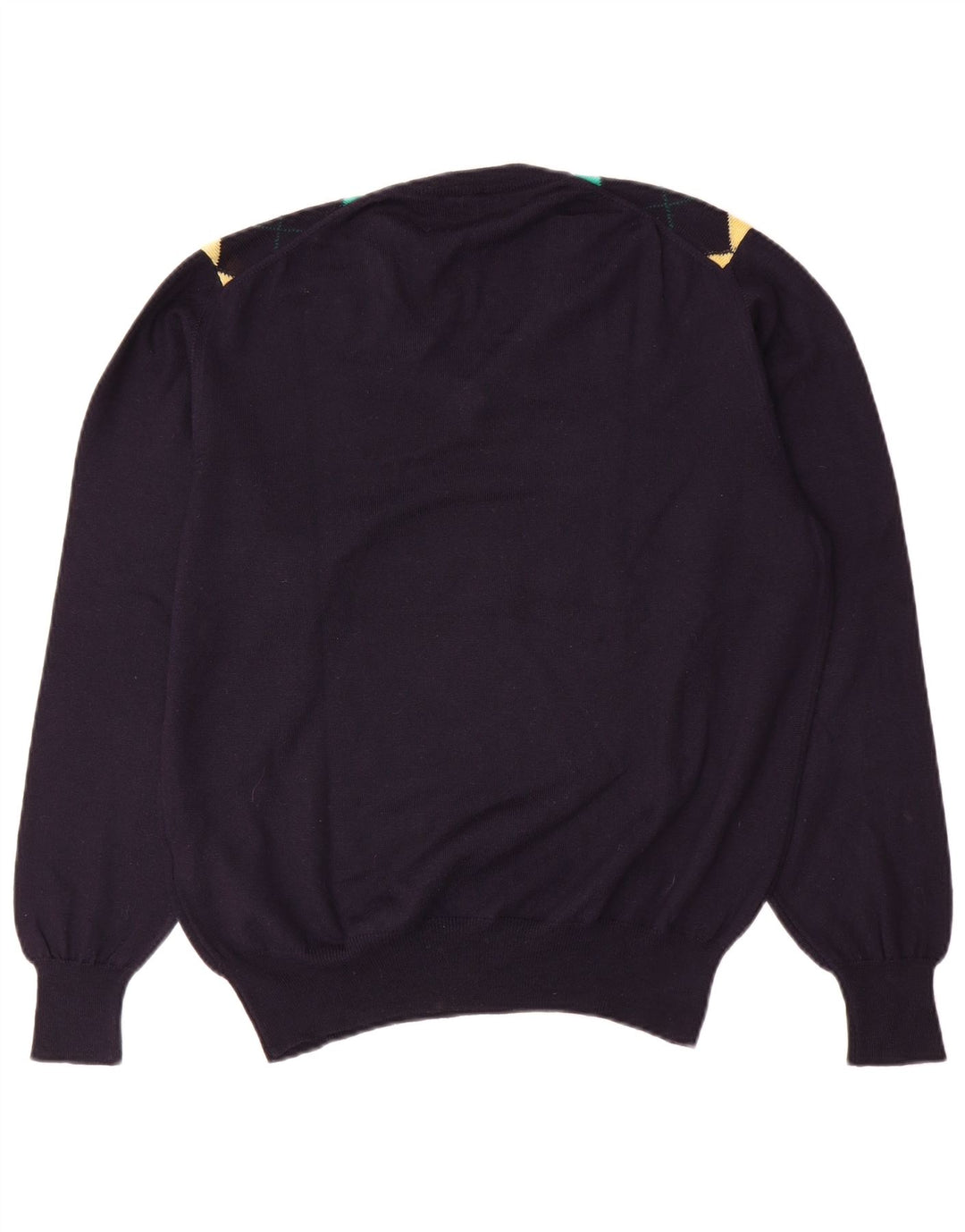 Maglione da uomo con scollo a V Marronetto piccolo blu navy a rombi/lana diamante