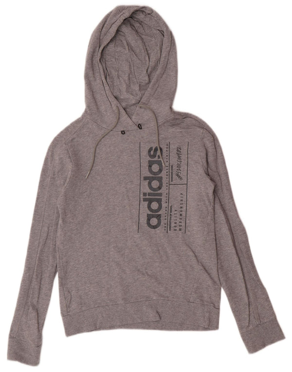 Maglione con cappuccio grafico da donna Adidas UK 8/10 piccolo cotone grigio