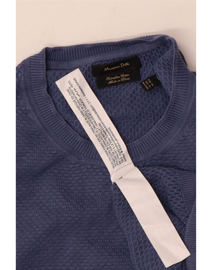 Maglione maglione girocollo da uomo Massimo Dutti XL in cotone blu