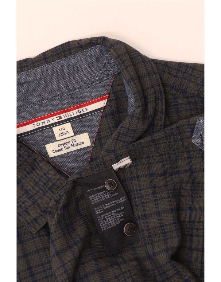 Camicia da uomo su misura Tommy Hilfiger, cotone a quadri grigi grandi