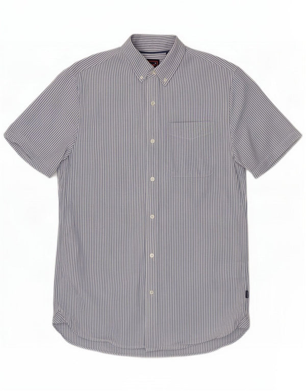 Camicia uomo Regular Fit a maniche corte Superdry piccola in cotone gessato blu