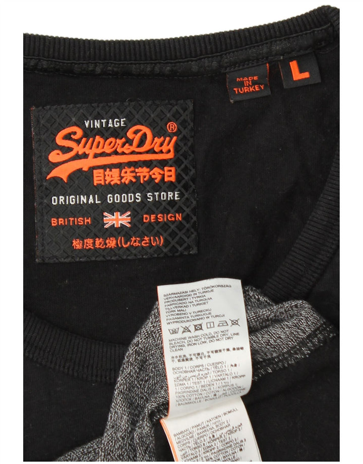 Canottiera grafica da uomo SUPERDRY grande in cotone color block nero