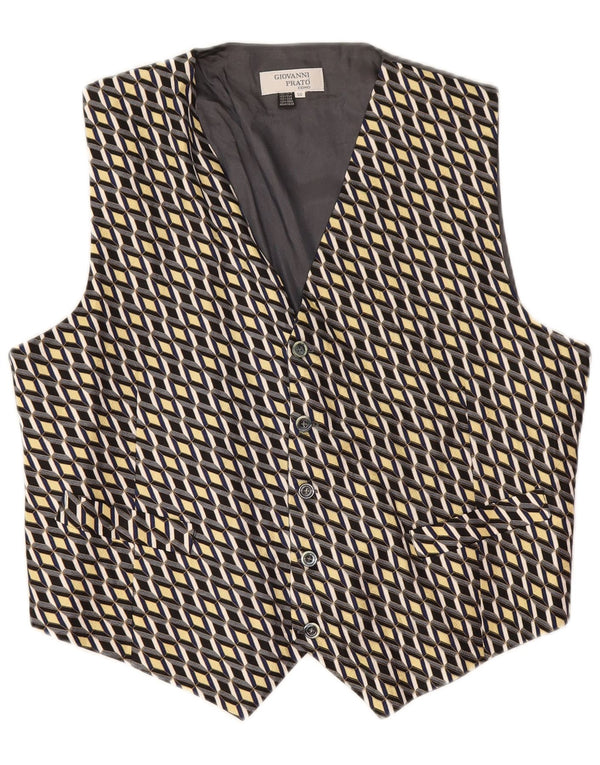 Gilet vintage da uomo IT 50 in seta geometrica grigio medio