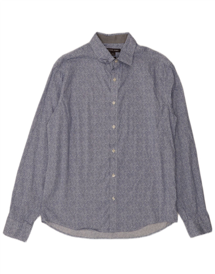 MICHAEL KORS Camicia slim fit da uomo grande in cotone floreale blu