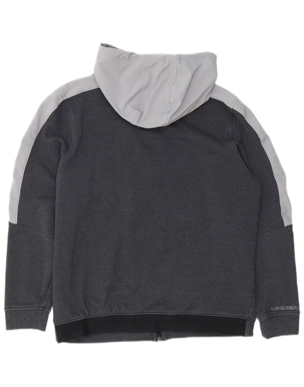 Felpa con cappuccio e zip da uomo Under Armour, grande, in cotone color block grigio