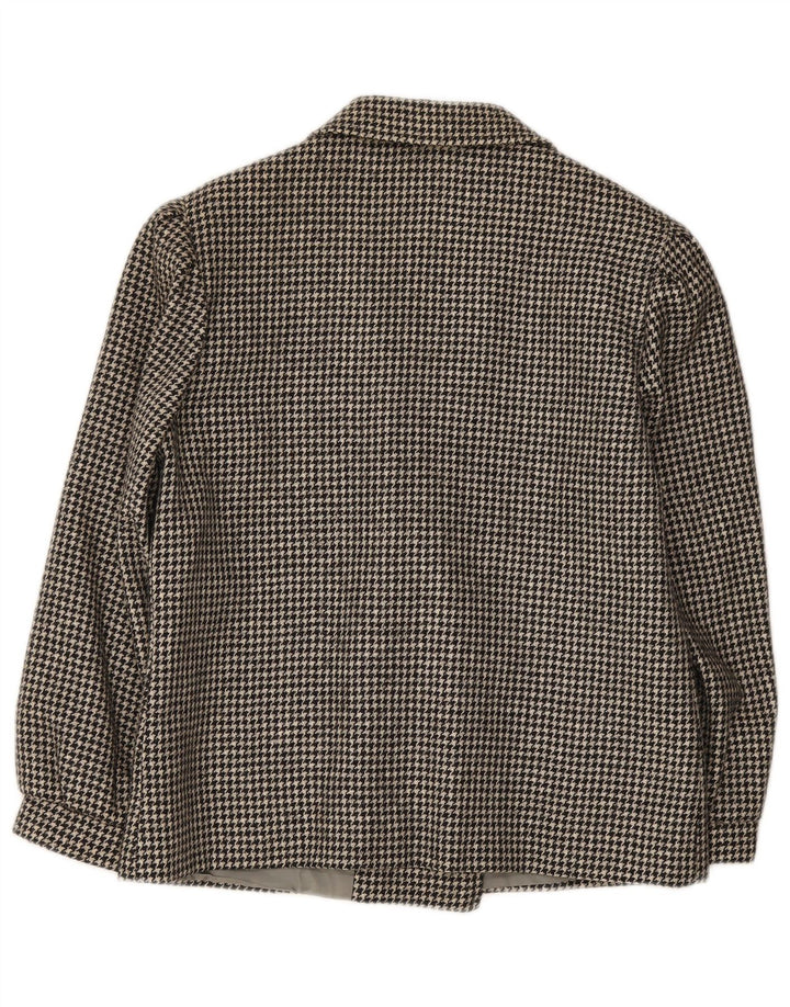Giacca blazer doppiopetto vintage da donna IT 46 grande pied de poule nero
