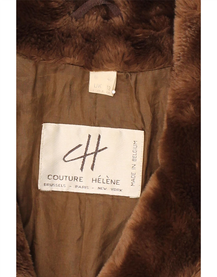COUTURE HELENE Womens Oversized Faux Fur Overcoat UK 12 Medium Brown Vintage Couture Helene and Second-Hand Couture Helene from Messina Hembry 