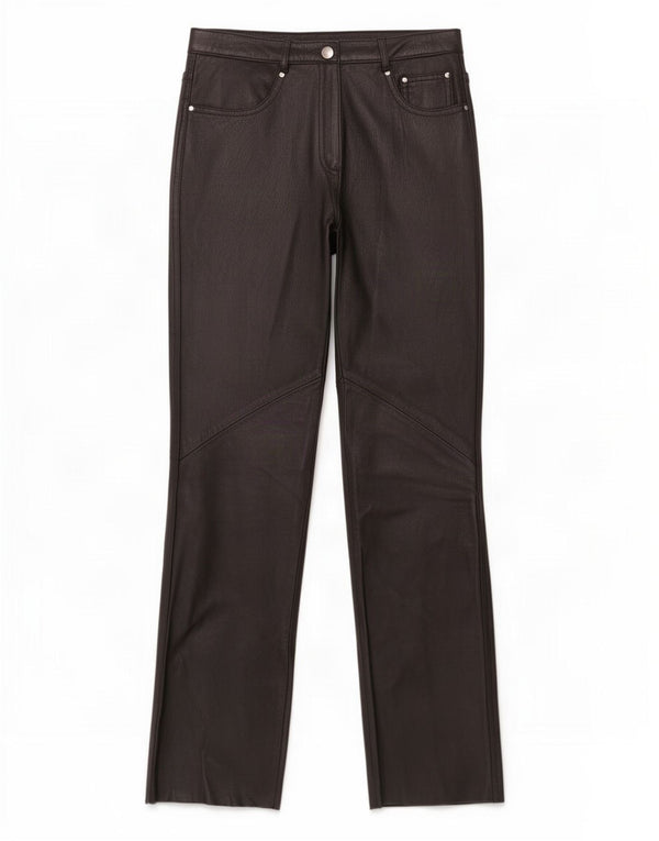 Pantaloni Dritti In Pelle Donna Conbipel IT 42 Medio W27 L30 Nero