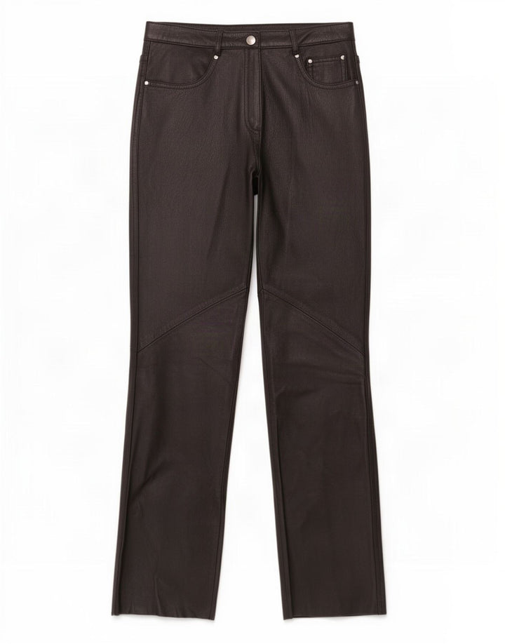 Pantaloni Dritti In Pelle Donna Conbipel IT 42 Medio W27 L30 Nero