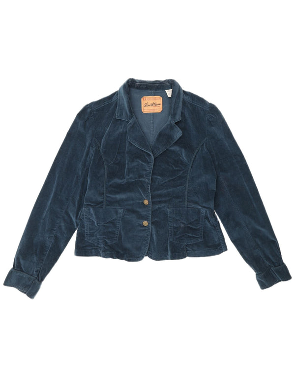 Levi's Womens Signature 2 Button Velvet Blazer Jacket UK 18 XL Blue Cotton