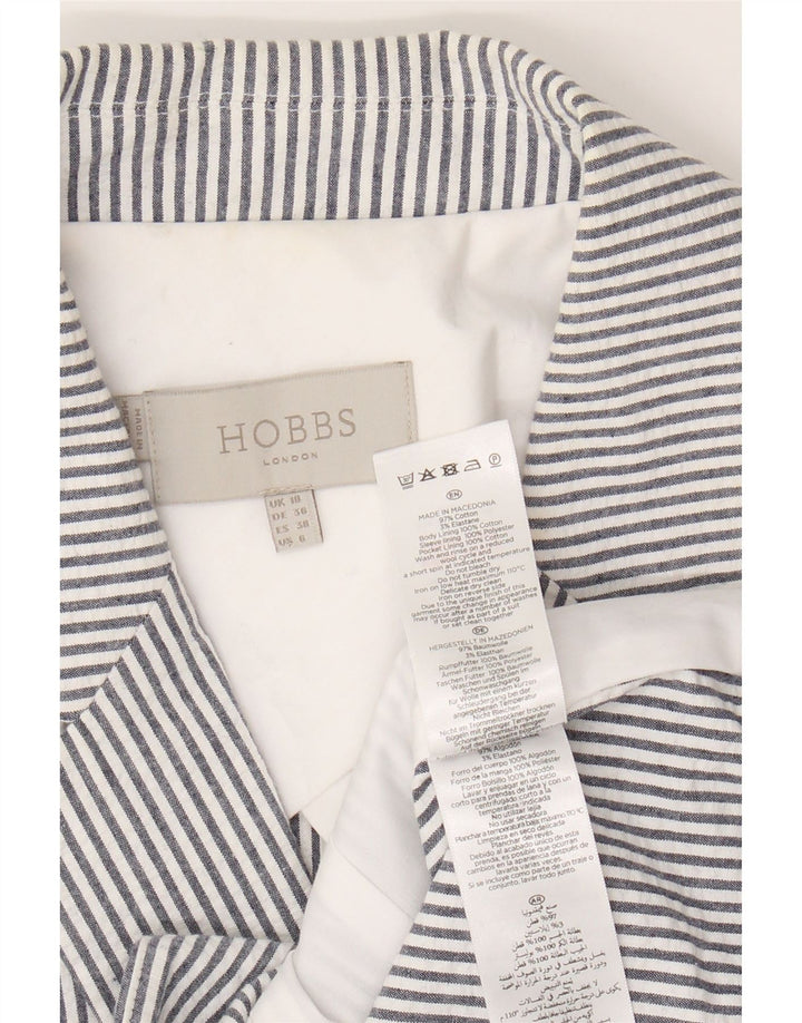 HOBBS Womens 2 Button Blazer Jacket UK 10 Small Blue Pinstripe Cotton