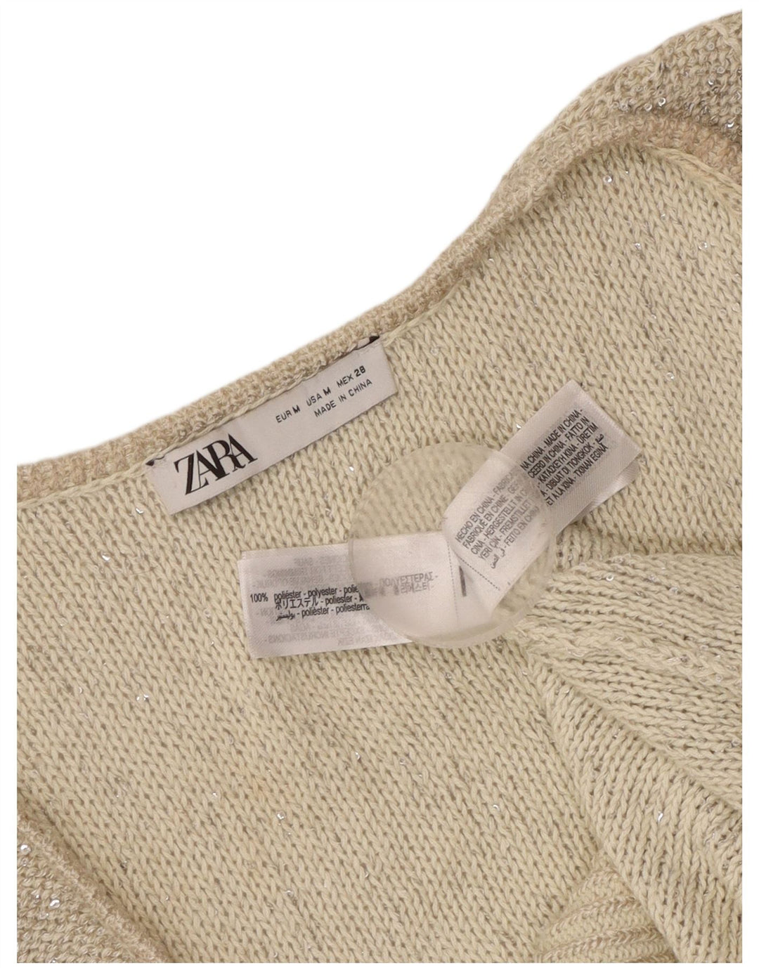 Canotta in maglia da donna Zara UK 12 Poliestere grigio medio