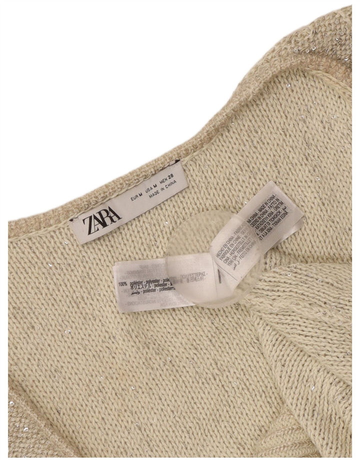 Canotta in maglia da donna Zara UK 12 Poliestere grigio medio