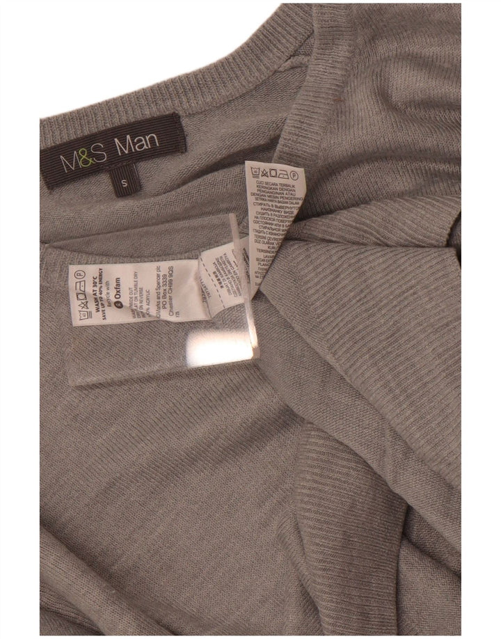 Maglione da uomo con scollo a V Marks & Spencer piccolo acrilico grigio