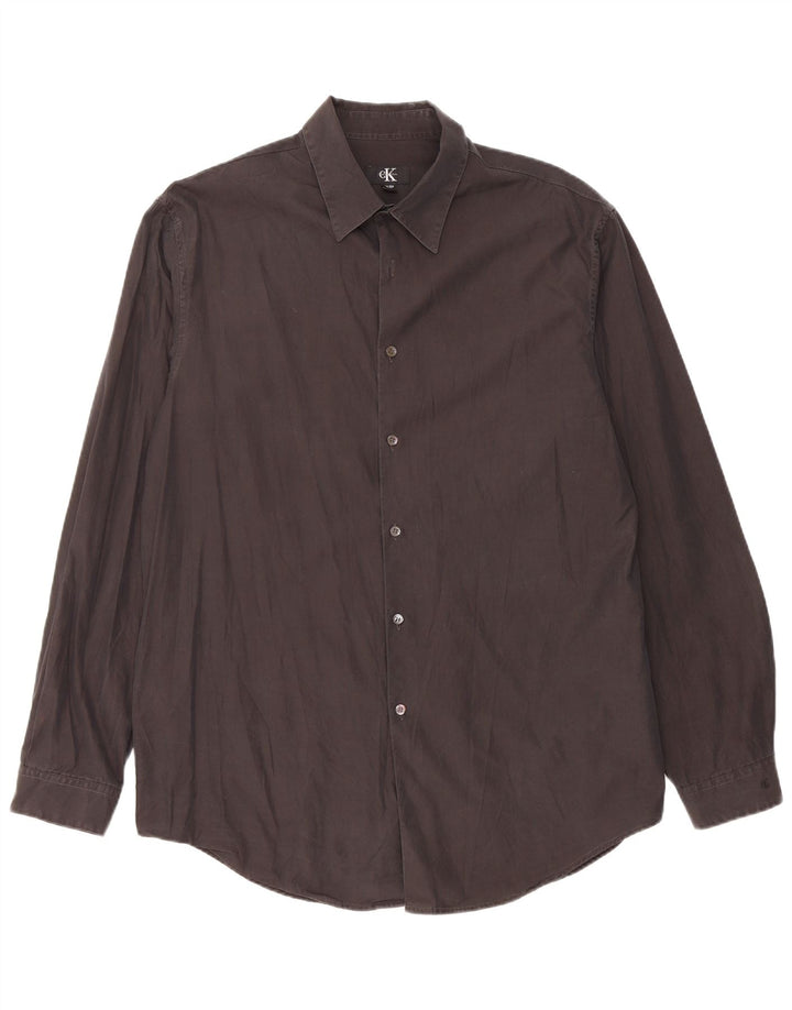Camicia da uomo Calvin Klein taglia 43 grande cotone nero