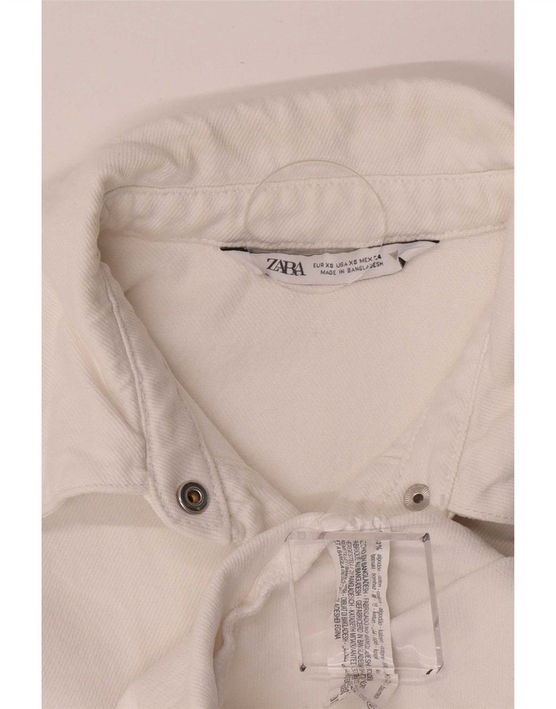 Camicia in denim oversize da donna Zara UK 6 XS cotone bianco