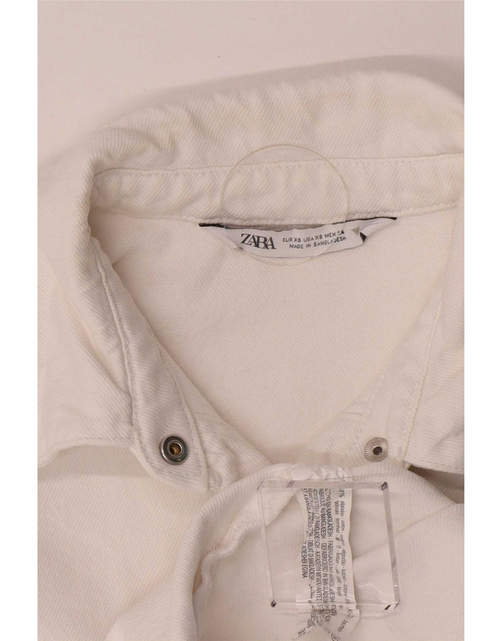 Camicia in denim oversize da donna Zara UK 6 XS cotone bianco