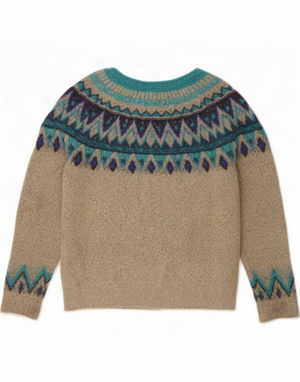 Maglione maglione con scollo a barca da donna Weird Fish UK 8 Small Beige Fair Isle