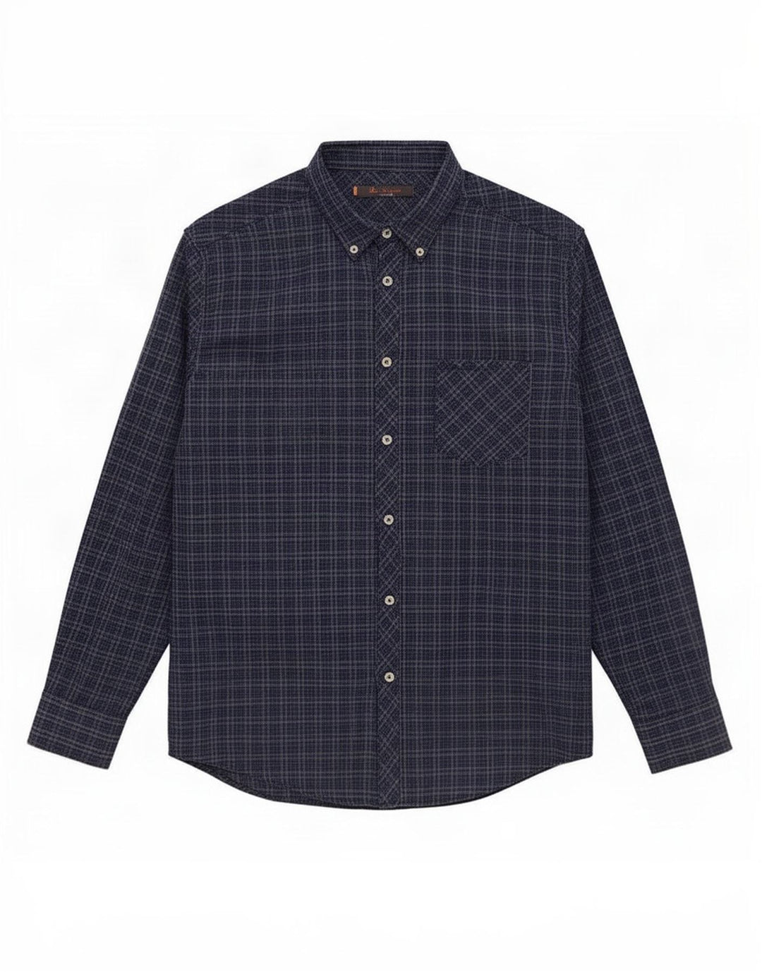 Camicia da uomo Ben Sherman Large in cotone a quadri blu navy