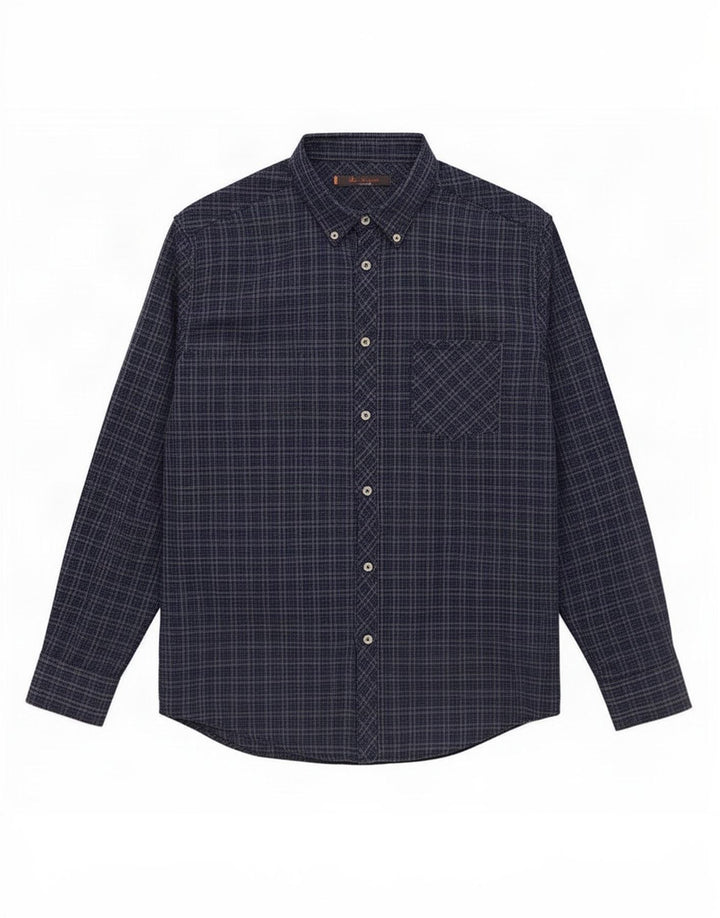 Camicia da uomo Ben Sherman Large in cotone a quadri blu navy