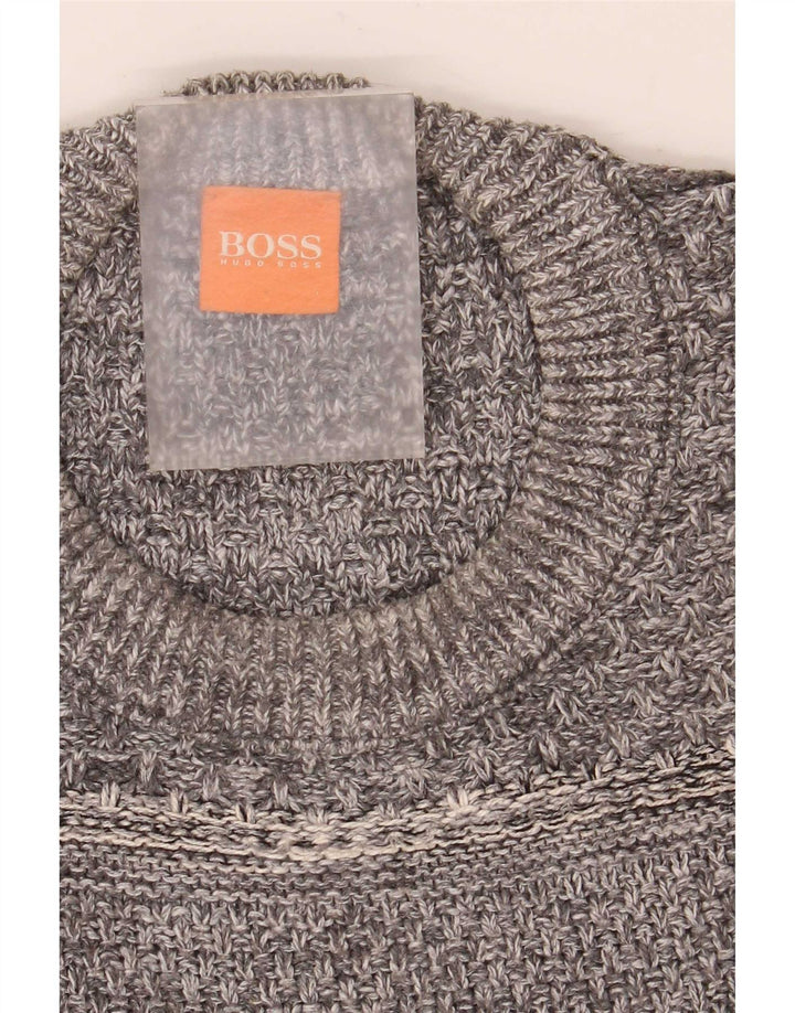 Maglione maglione girocollo da uomo Hugo Boss grande cotone grigio