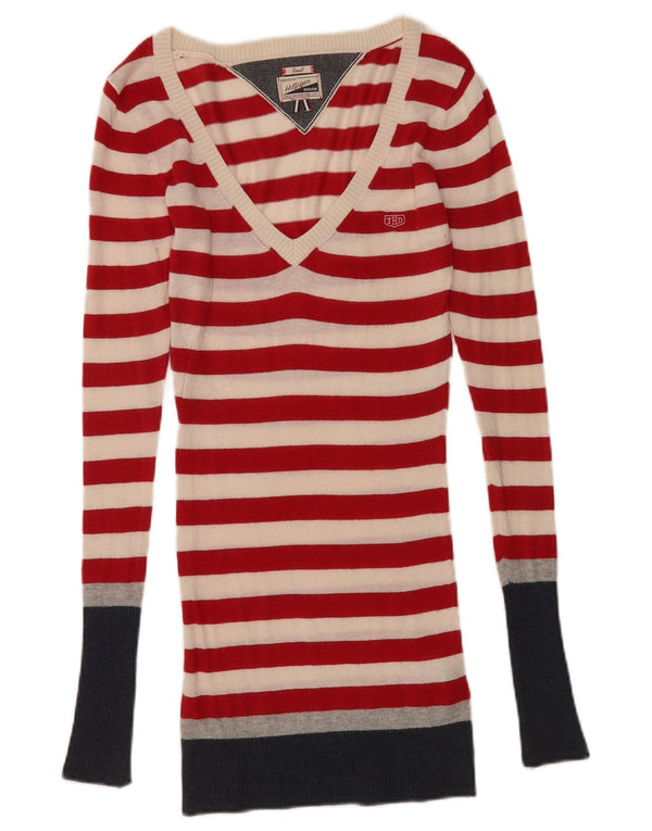 Maglione maglione con scollo a V Heritage da donna Tommy Hilfiger UK 10 piccolo rosso