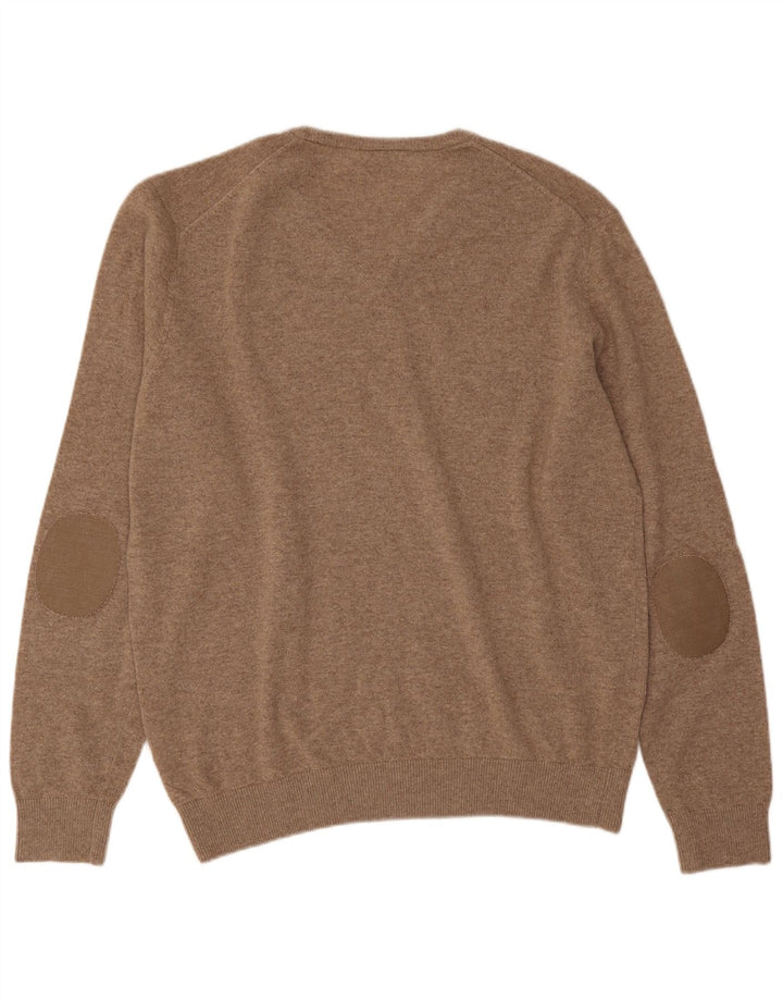 Maglione maglione da uomo con scollo a V Lacoste taglia 6 XL lana screziata beige