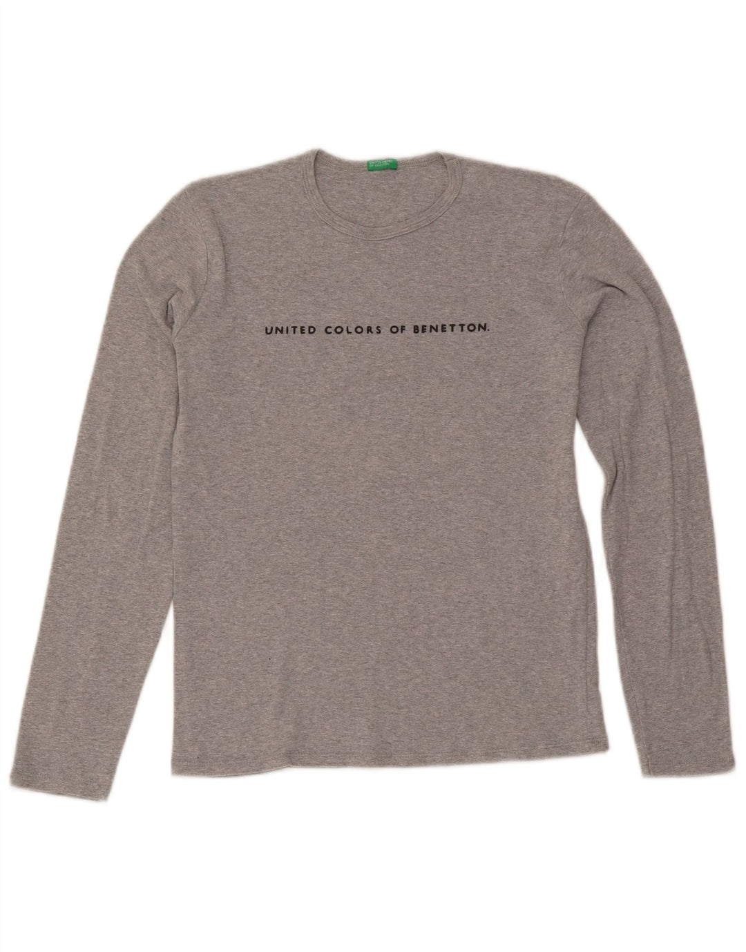 Top grafico da donna Benetton manica lunga UK 12 Grigio medio chiazzato