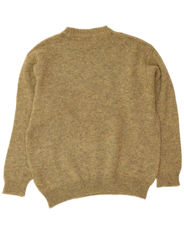 Maglione girocollo da uomo vintage in lana a rombi/diamante verde medio