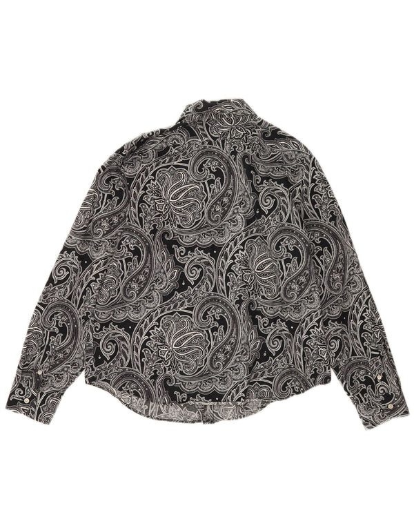 Camicia Petite da donna Ralph Lauren UK 16 Grande cotone Paisley nero