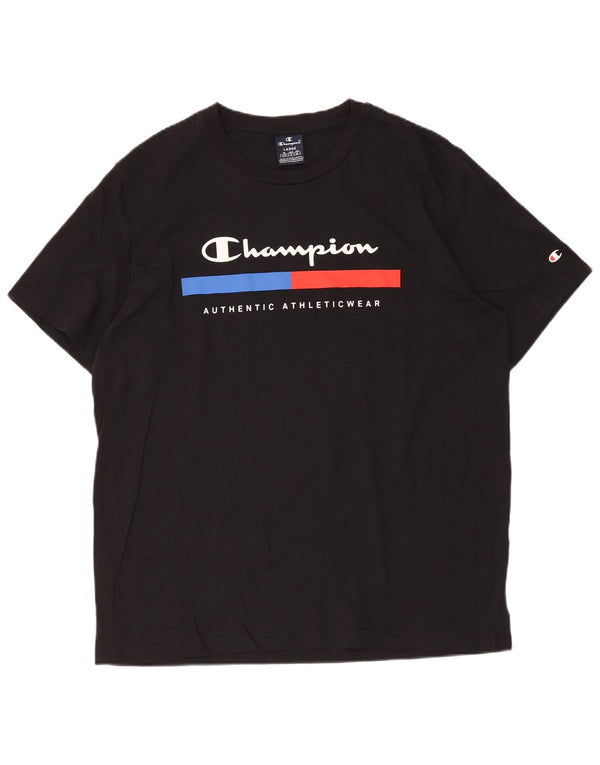 T-shirt grafica da uomo Champion Top grande nera