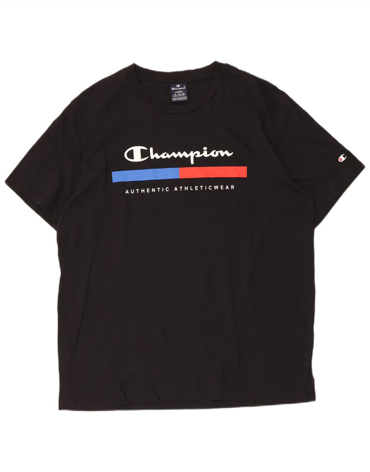 T-shirt grafica da uomo Champion Top grande nera