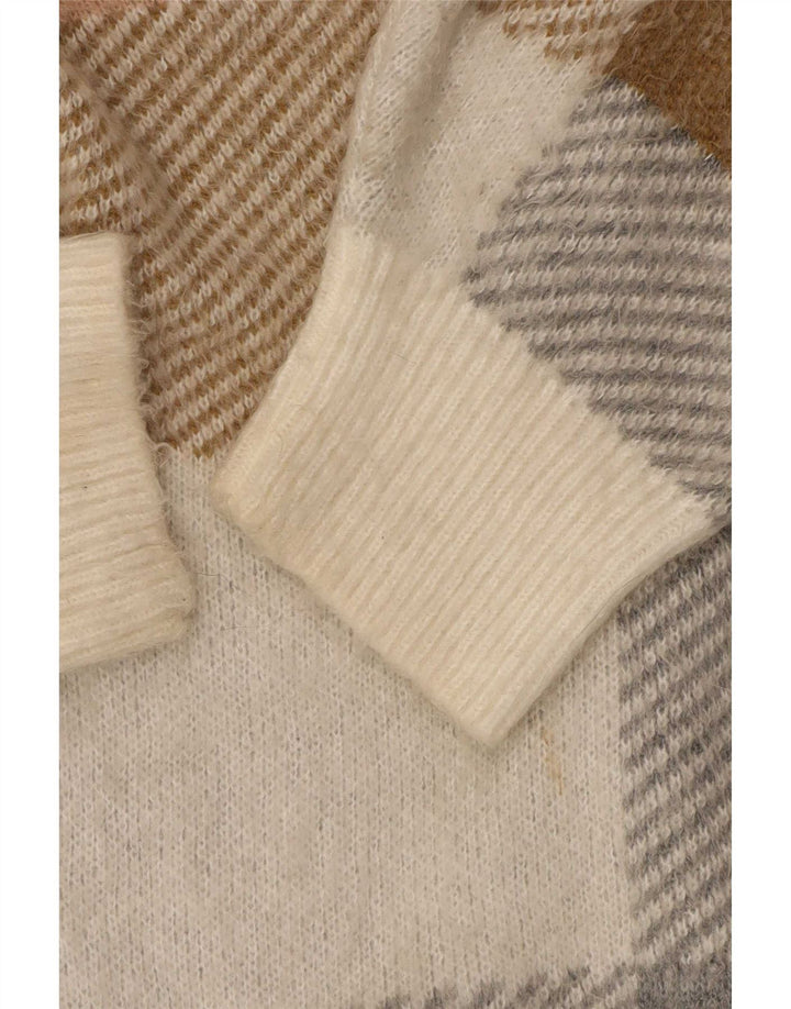 Maglione cardigan oversize da donna Topshop UK 14 Acrilico a quadri beige medio