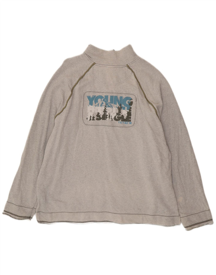 FAT FACE Felpa da uomo con collo con zip grafica Maglione XL Cotone grigio